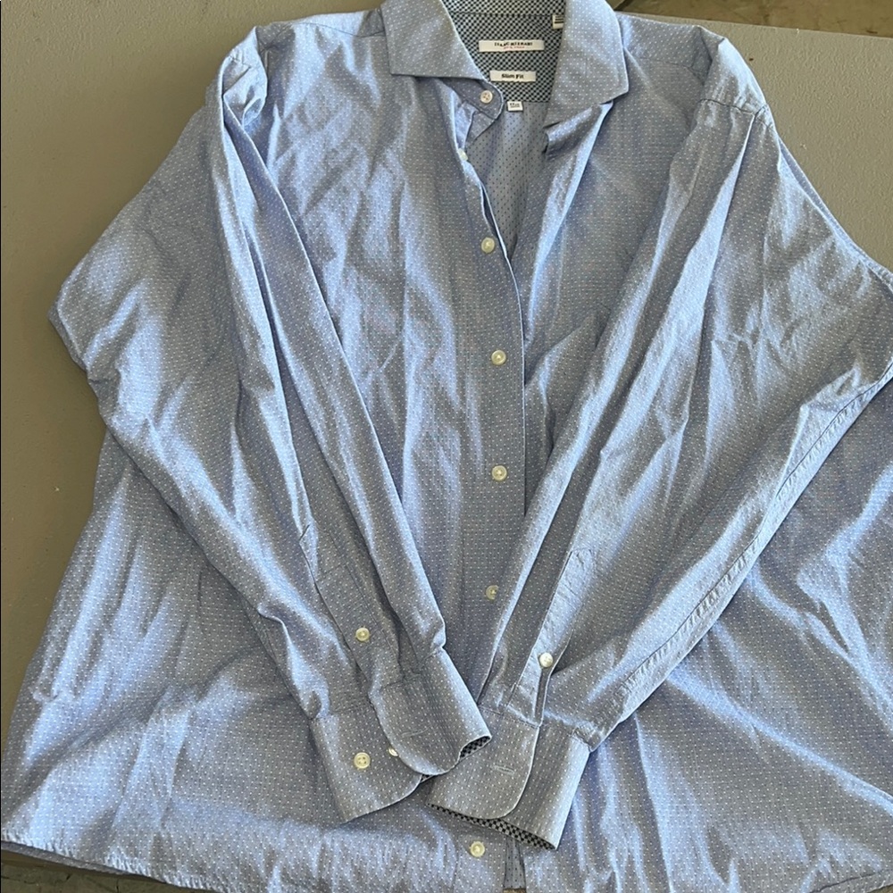 Isaac Mizrahi Blue Dress Shirt with Textured Pattern